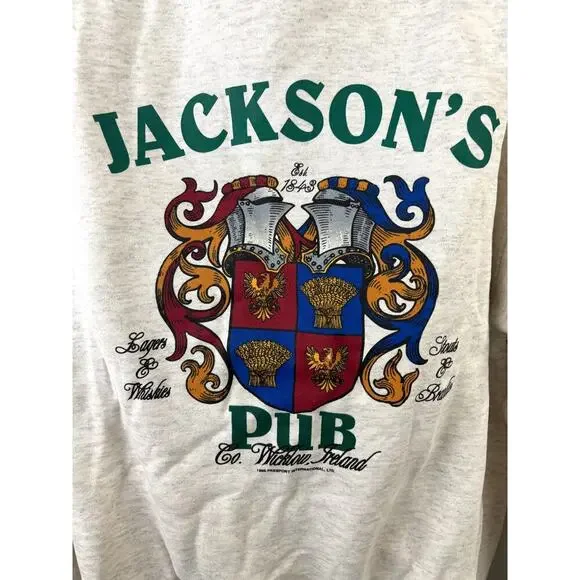 VTG 90s Jackson's Pub Co. Wicklow Ireland Crewneck Sweatshirt Men's LARGE New